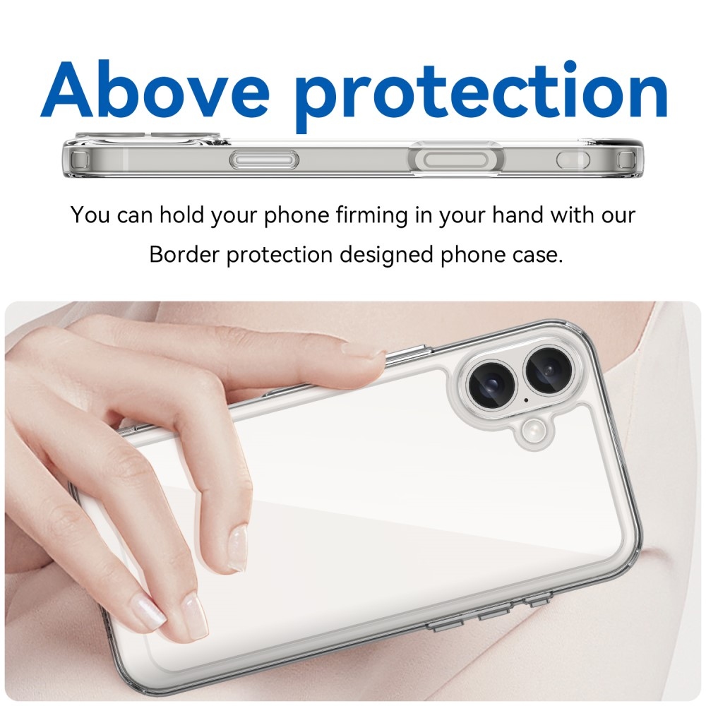 Gél tok fix hátlappal iPhone 16 készülékhez - átlátszó