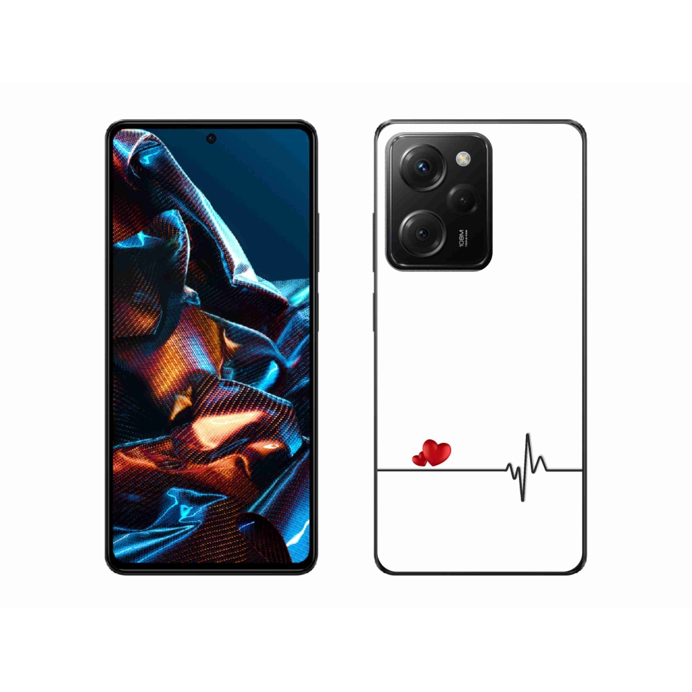 Gél borító mmCase a Xiaomi Poco X5 Pro 5G számára - szív és szívverés fehér háttérrel