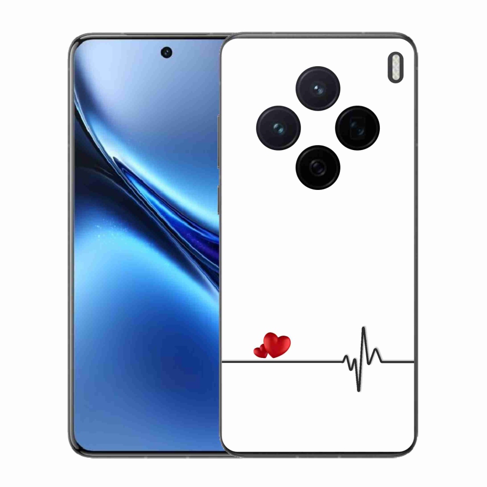 Gél borító mmCase a Vivo X200 5G-n - szív és szívverés fehér háttérrel