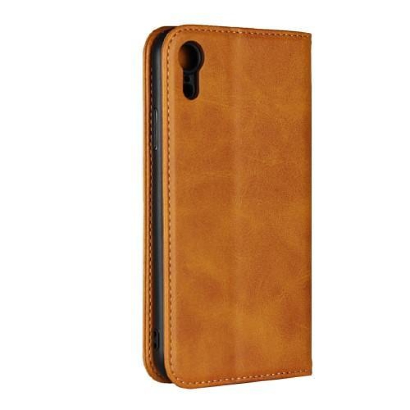 Fal PU bőr tok iPhone XR-hez - világosbarna színben
