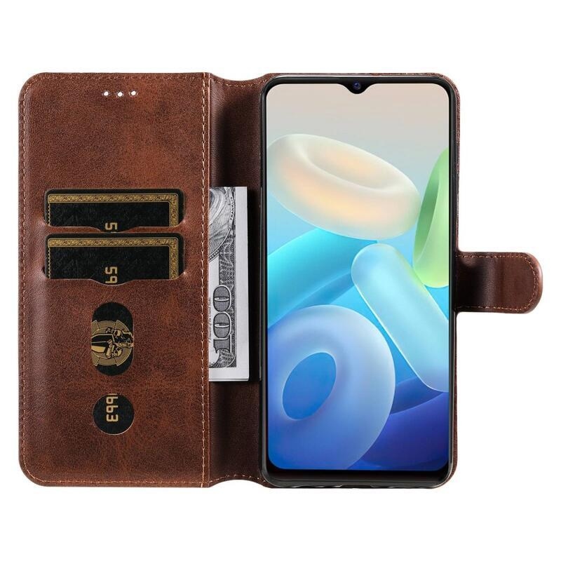 Tárca pénztárca tok Vivo Y55 5G-hez - barna