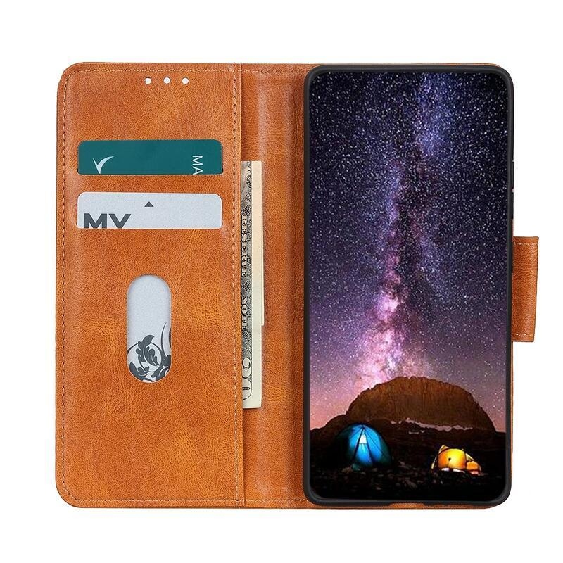 Tárca PU bőr pénztárca tok Oppo Reno 5 Z 5G-hez - barna