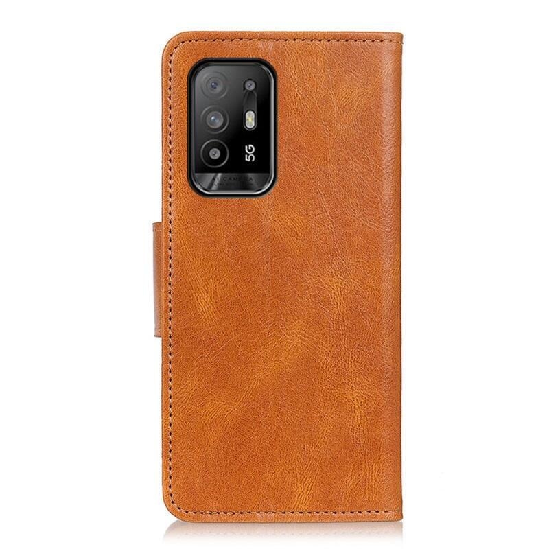 Tárca PU bőr pénztárca tok Oppo Reno 5 Z 5G-hez - barna