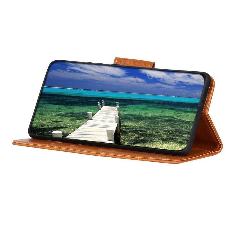 Tárca PU bőr pénztárca tok Oppo Reno 5 Z 5G-hez - barna