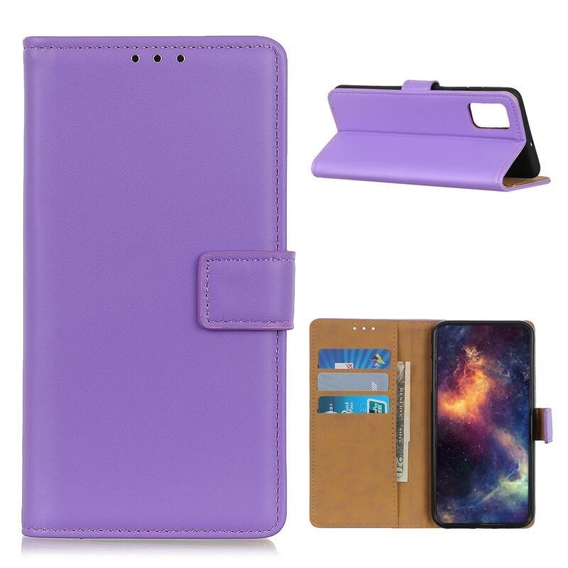 Tárca PU bőr pénztárca tok Samsung Galaxy A02s (164.2x75.9x9.1mm) - lila