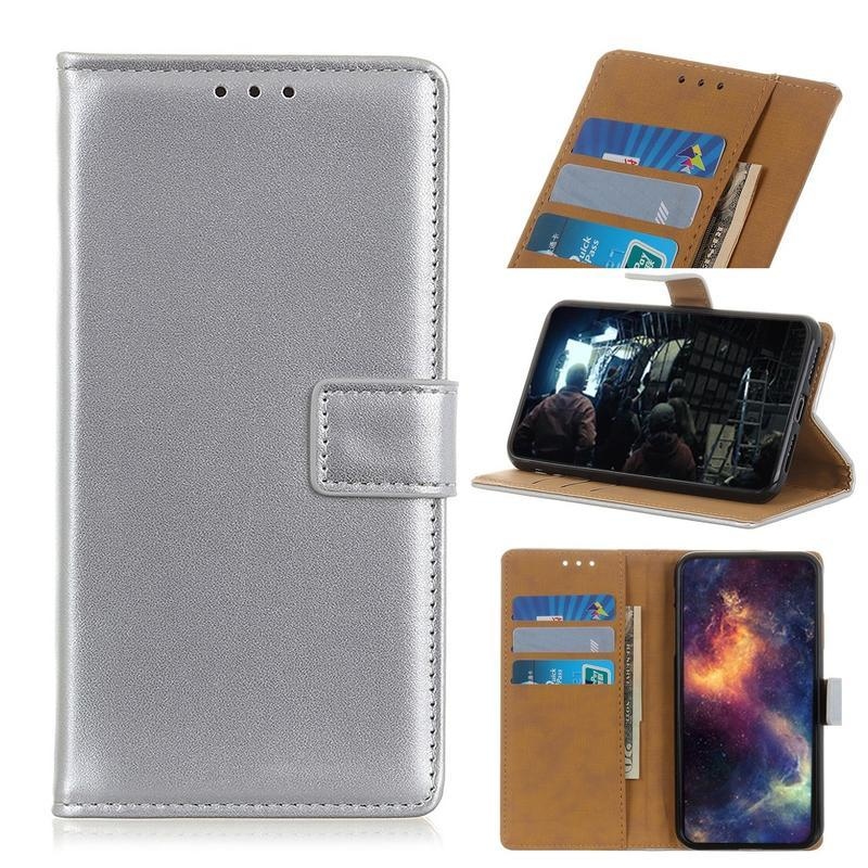 Tárca PU bőr pénztárca tok Xiaomi Redmi 9A/9AT - ezüst