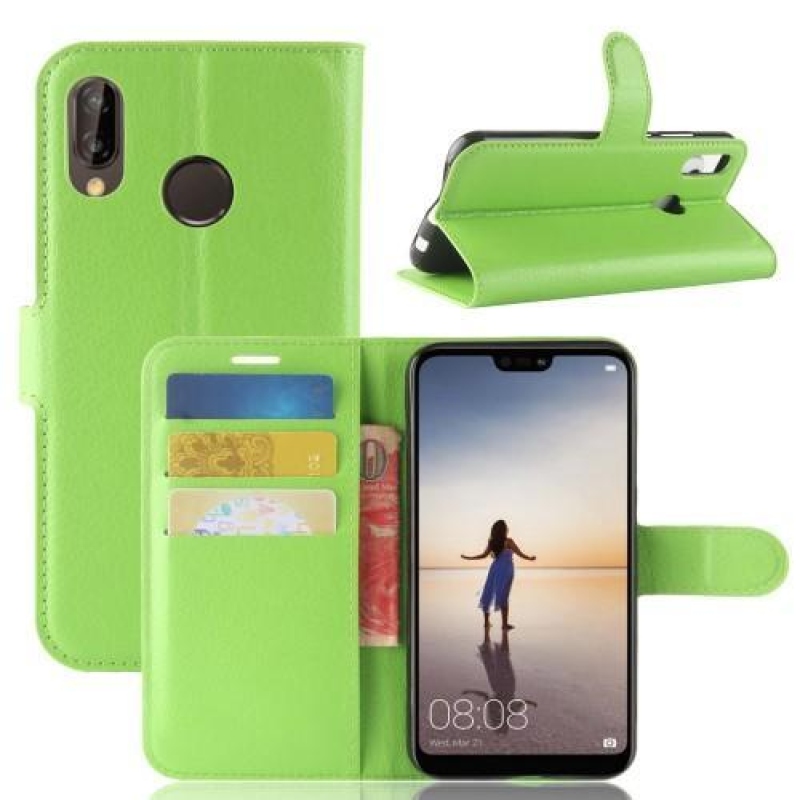 Tárca PU bőr tok Huawei P20 Lite-hoz - zöld