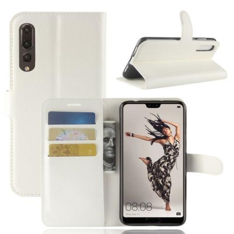 Tárca PU bőr tok Huawei P20 Pro-hoz - fehér