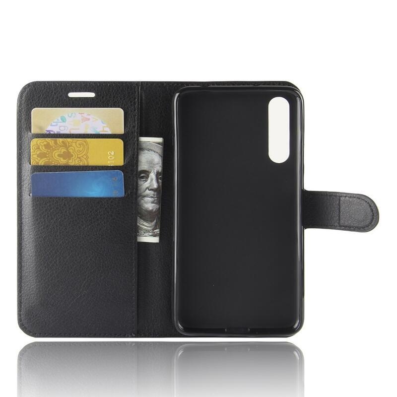 Tárca PU bőr tok Huawei P20 Pro-hoz - fekete