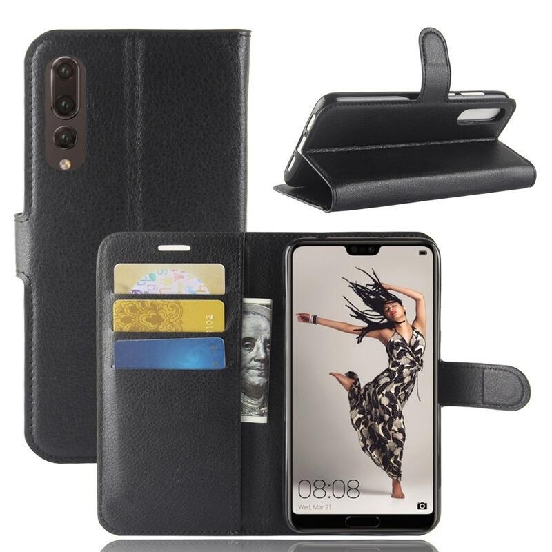 Tárca PU bőr tok Huawei P20 Pro-hoz - fekete