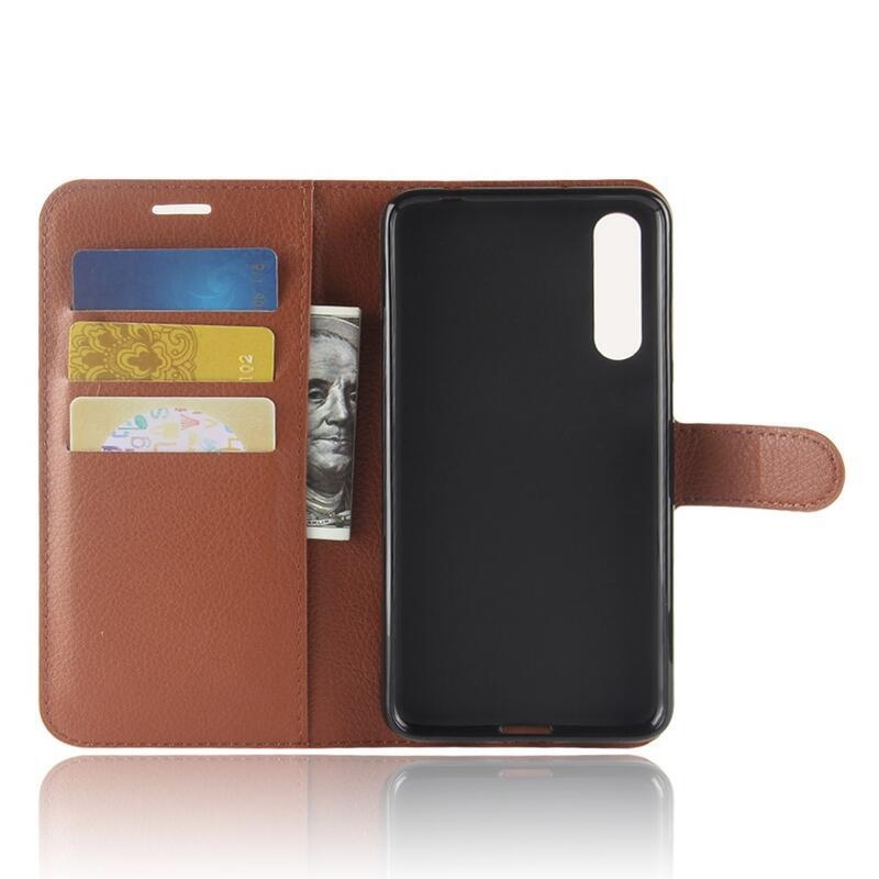 Tárca PU bőr tok Huawei P20 Pro-hoz - barna