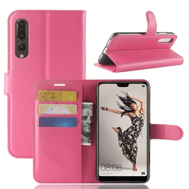 Tárca PU bőr tok a Huawei P20 Pro-hoz - rózsaszínű