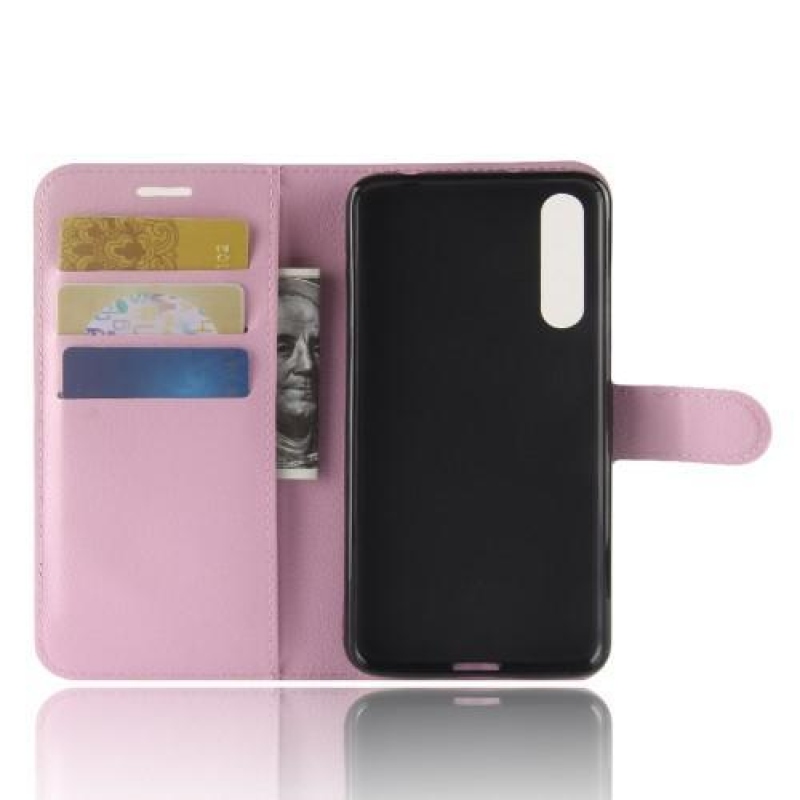 Tárca PU bőr tok Huawei P20 Pro-hoz - rózsaszín