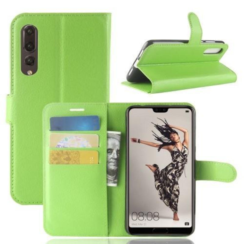 Tárca PU bőr tok Huawei P20 Pro-hoz - zöld