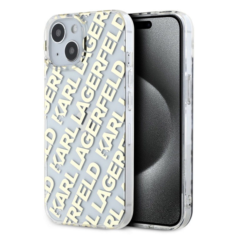 Karl Lagerfeld IML Electroplated Repeated Logo Back Cover for iPhone 15 arany