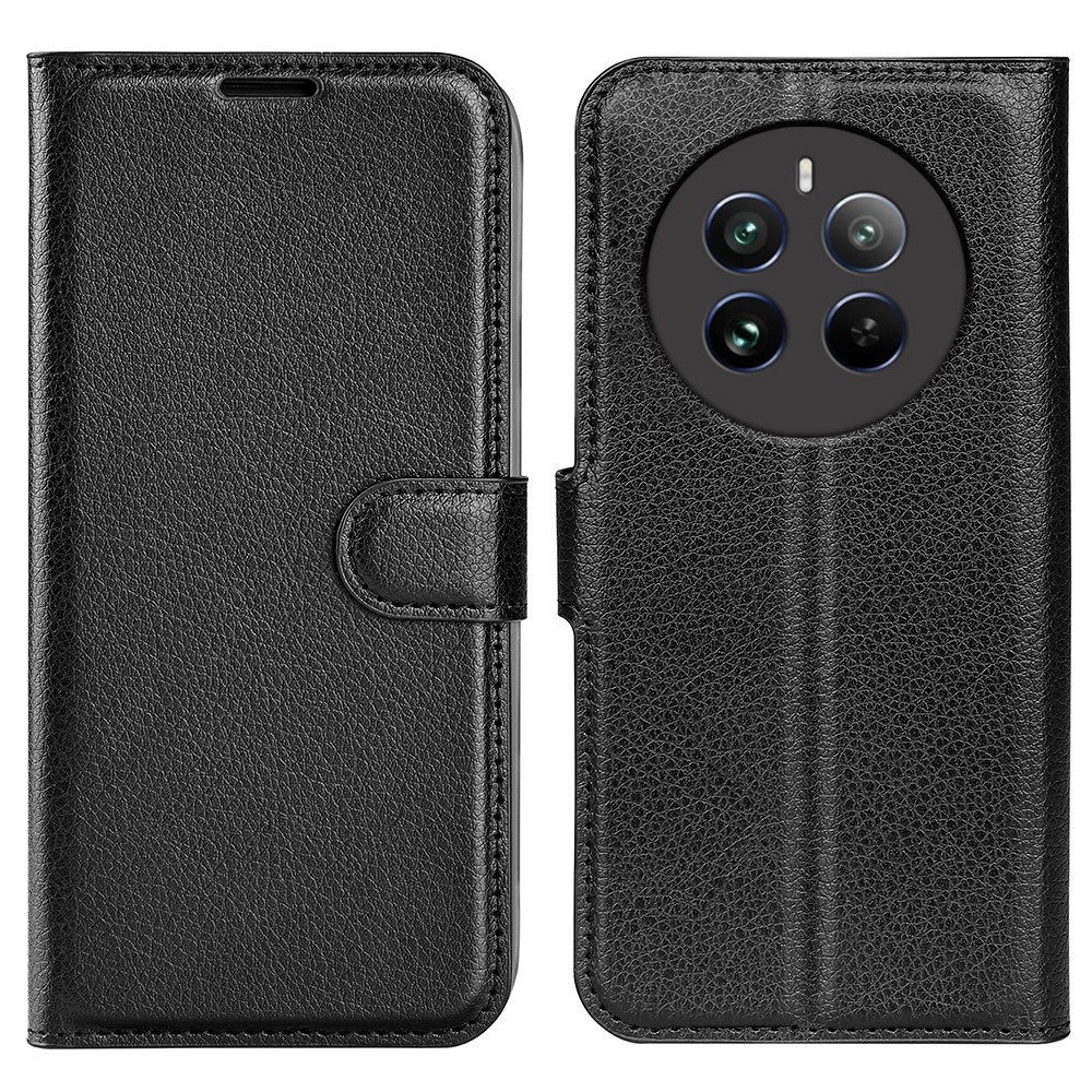 Litchi könyvtáska a Realme 12+ 5G készülékhez - fekete
