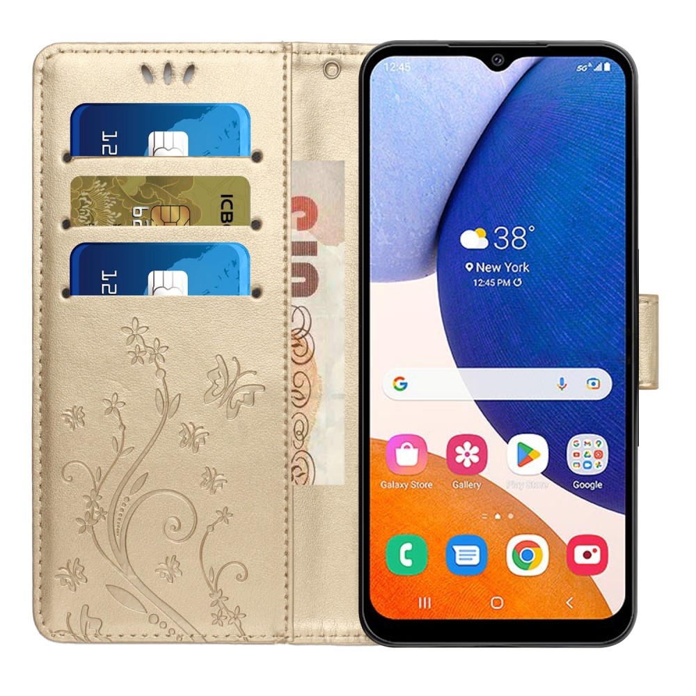Virágok könyv tok Samsung Galaxy S25+ készülékhez - arany színben