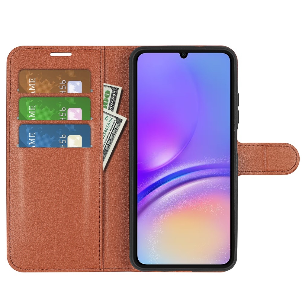 Litchi könyv tok Samsung Galaxy A06 4G-hez - barna