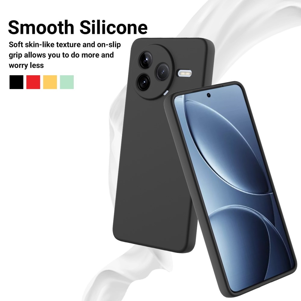 Matt szilikon tok Xiaomi Poco F7 Pro készülékhez - fekete
