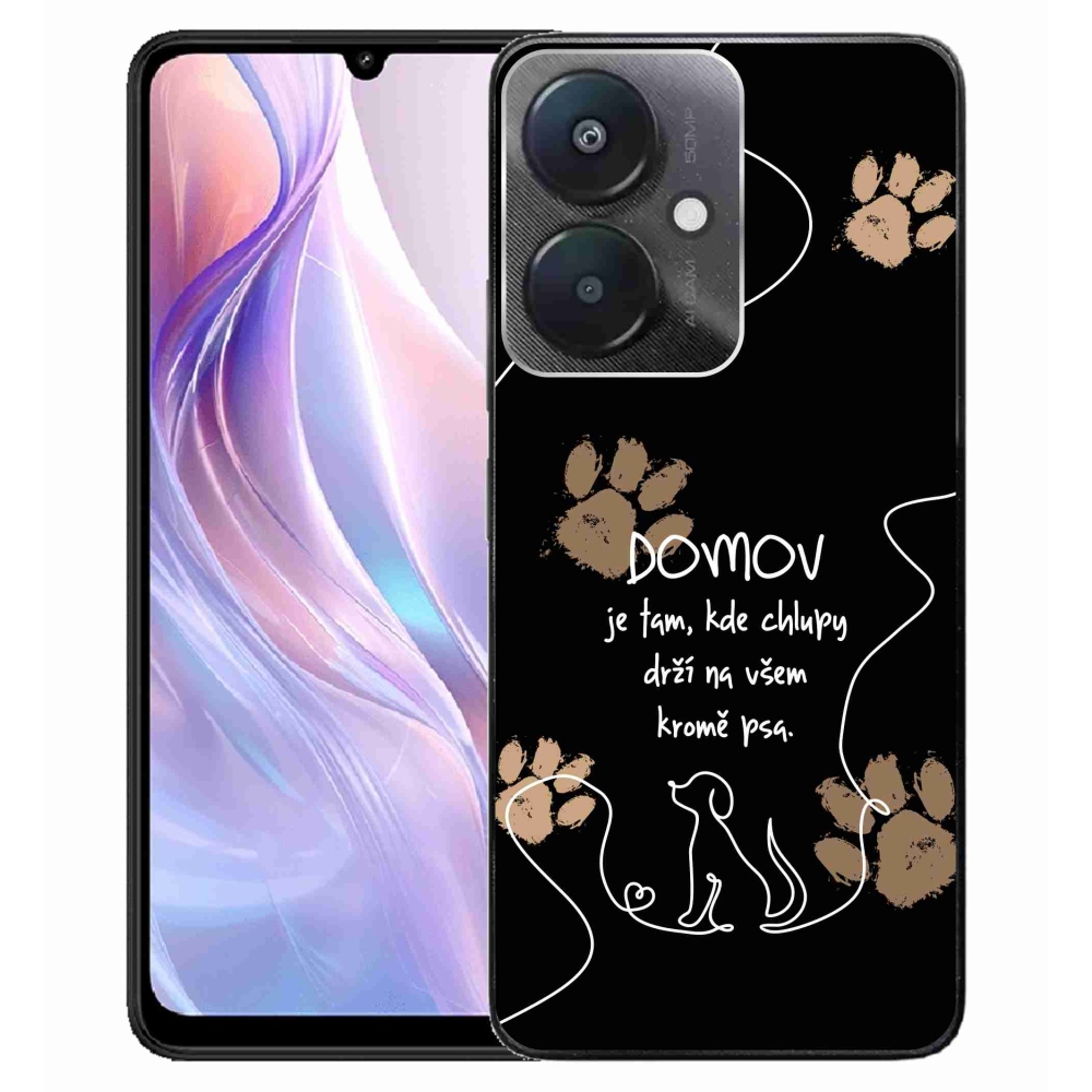 Gél borító mmCase a Xiaomi Redmi 13C 5G számára - kutya motívum fekete háttérrel