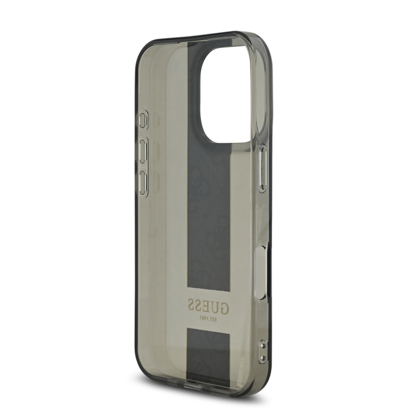 Guess IML Middle 4G csíkos hátlap az iPhone 16 Pro Max készülékhez Fekete