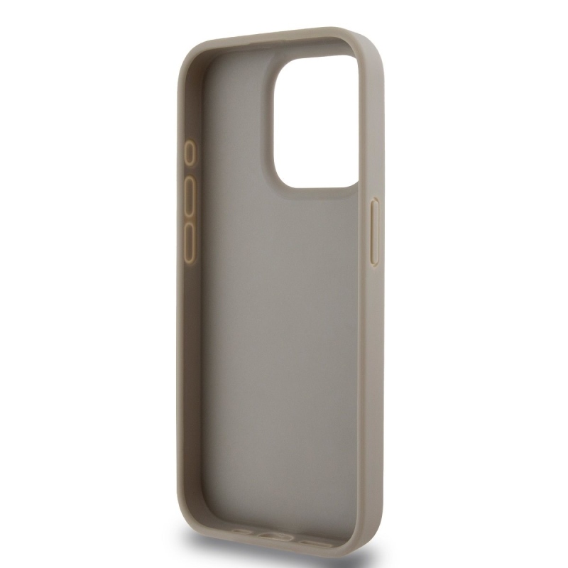 DKNY PU bőr kockás mintás és csíkos hátlapi borító iPhone 13 Pro Max bézs színű készülékhez