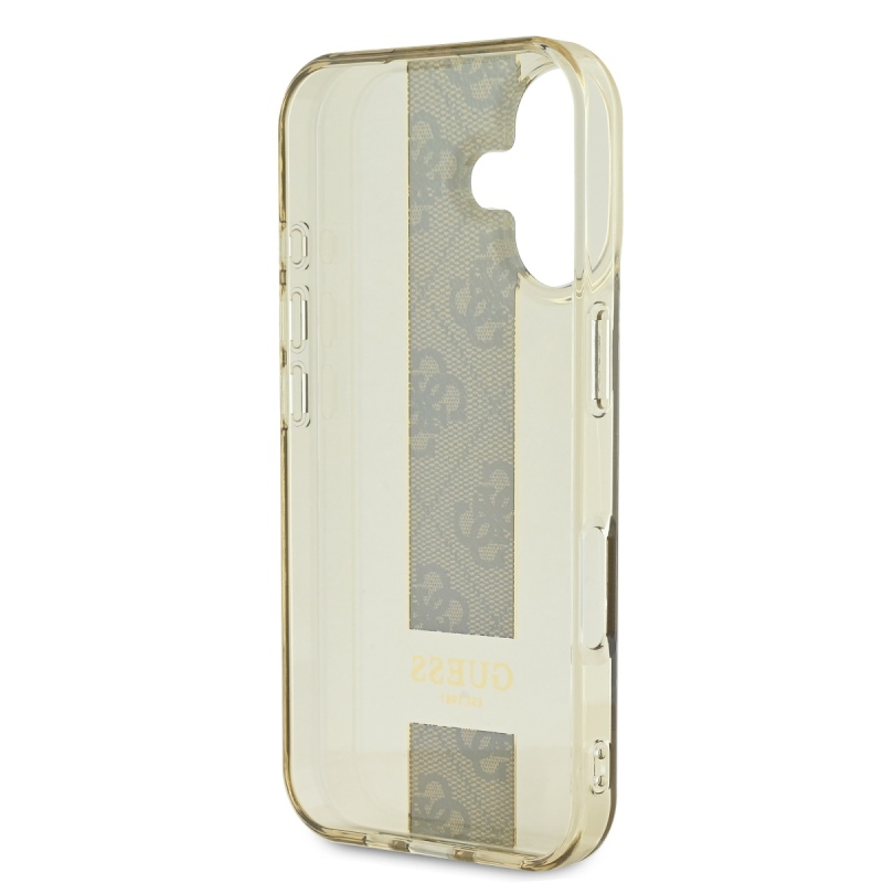 Guess IML Middle 4G csíkos hátlap iPhone 16 barna iPhone 16-hoz barna