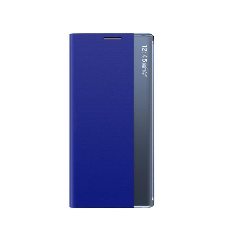 Ablak PU bőr pénztárca tok átlátszó ablakkal Samsung Galaxy A72 5G/4G - kék