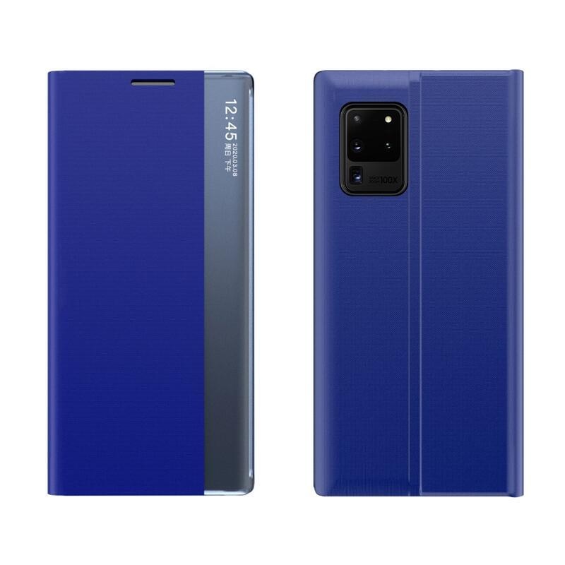 Ablak PU bőr pénztárca tok átlátszó ablakkal Samsung Galaxy A72 5G/4G - kék