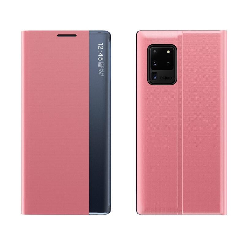 Ablak PU bőr pénztárca tok átlátszó ablakkal Samsung Galaxy A72 5G/4G számára - rózsaszínű