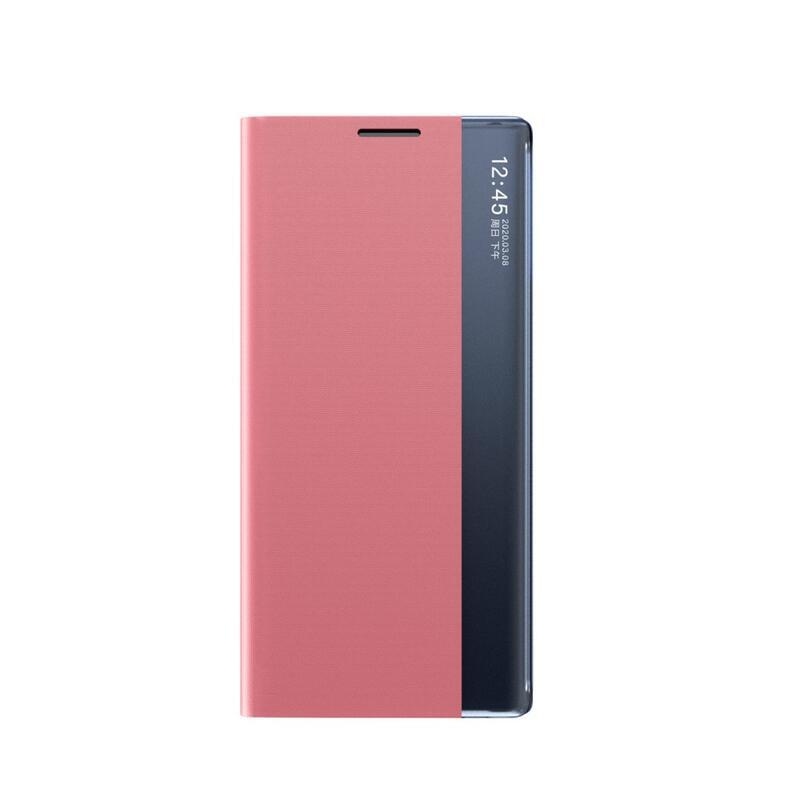 Ablak PU bőr pénztárca tok átlátszó ablakkal Samsung Galaxy A72 5G/4G számára - rózsaszínű
