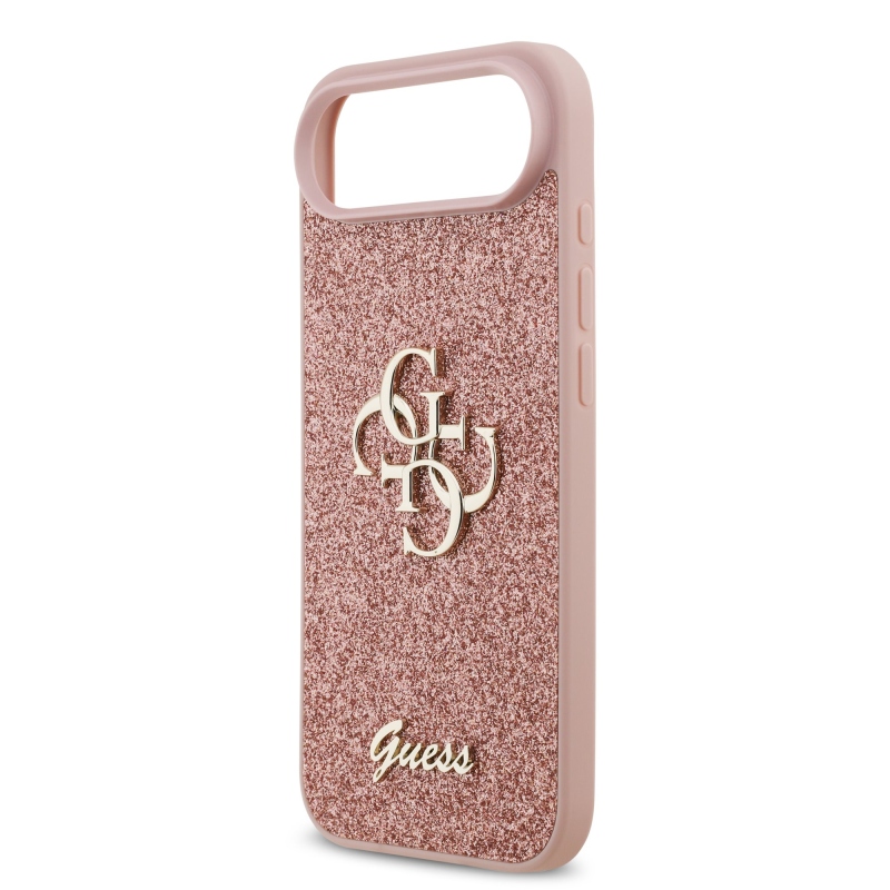 Guess PU Fixed Glitter 4G fém logó hátlap iPhone Air rózsaszínű iPhone Airhez