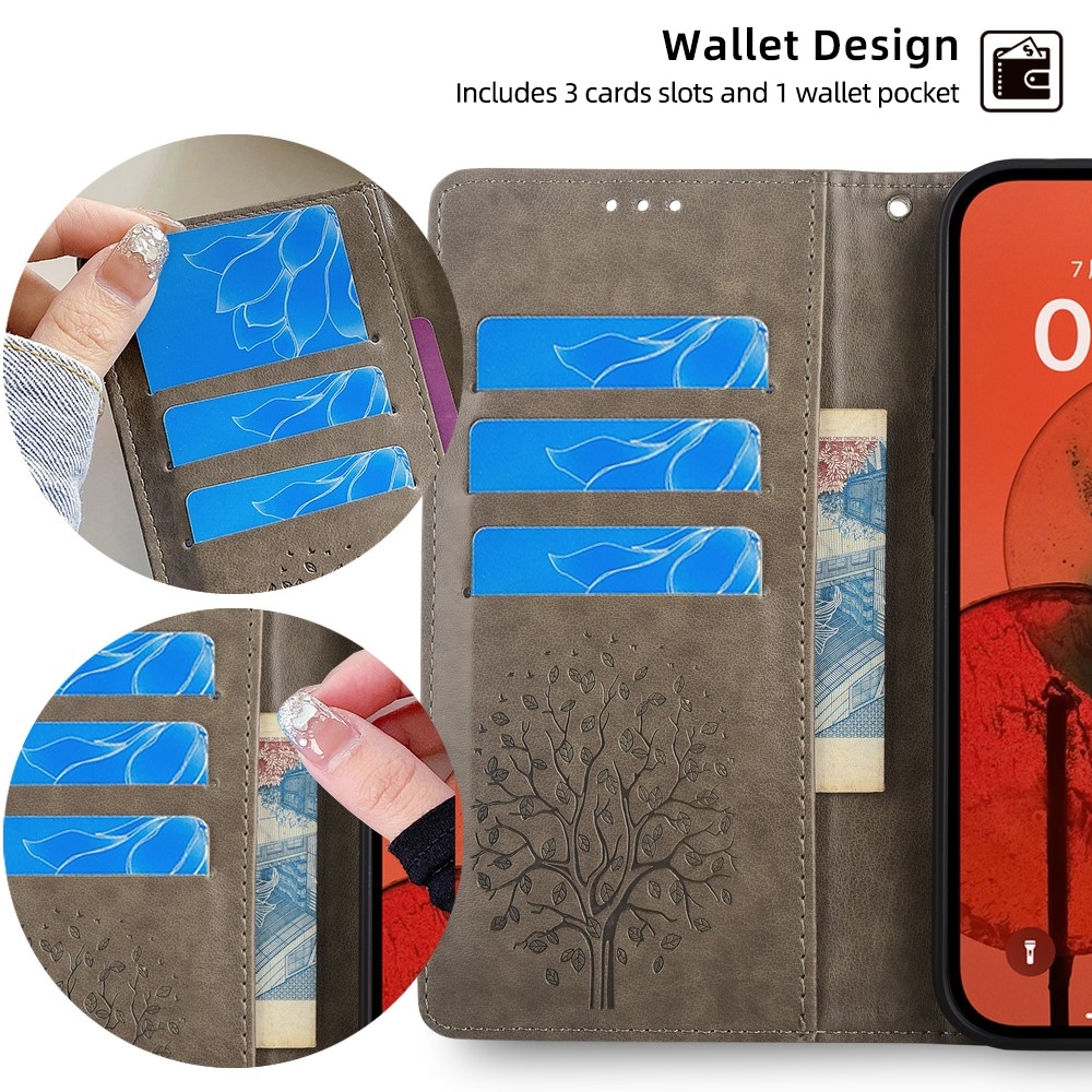 Fa könyvtáska Huawei Nova 12i készülékhez - szürke