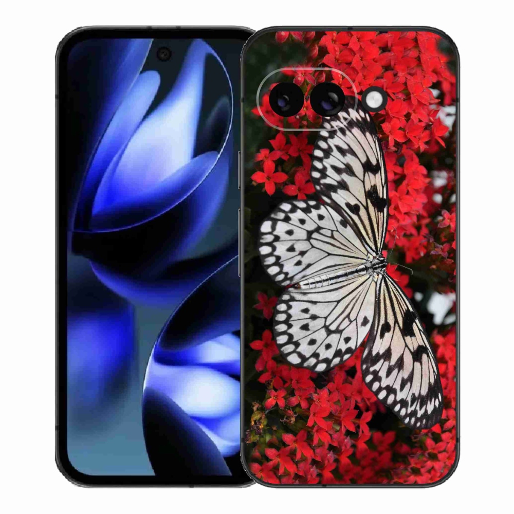 Zselés borítás mmCase a Google Pixel 9a számára - fekete-fehér pillangó 1