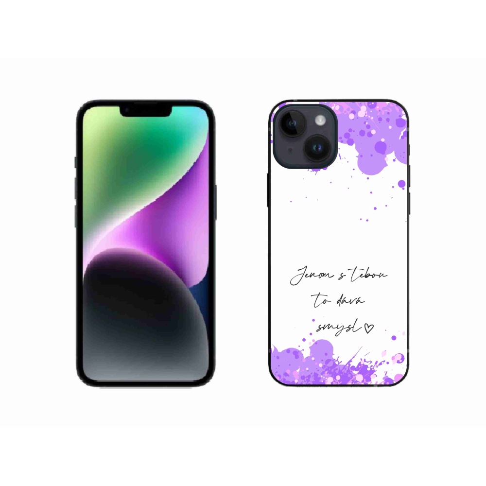 Gél borító mmCase iPhone 14 készülékhez - szerelmes szöveg fehér háttérrel