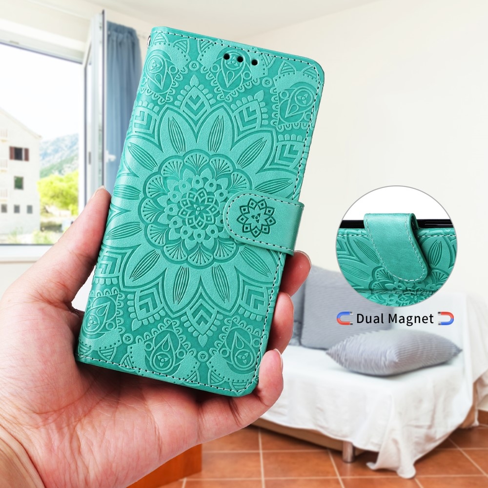 Napraforgó könyvtáska a Realme 14 5G készülékhez - teal színű