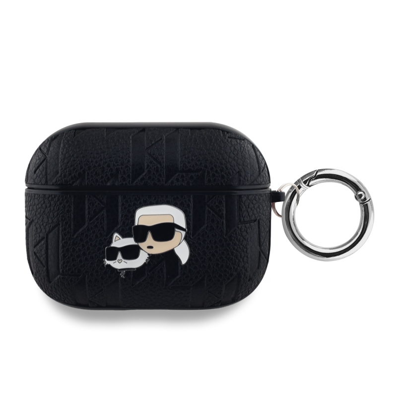 Karl Lagerfeld PU dombornyomott Karl és Choupette fejek tok az AirPods Pro készülékhez Fekete