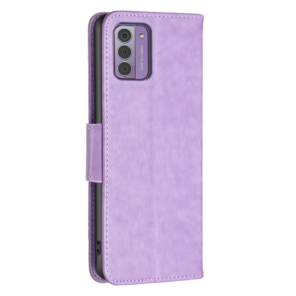 Pillangó könyvtáska Nokia G42 készülékhez - lila