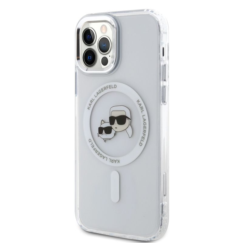 Karl Lagerfeld IML K&CH fejek fémkeret MagSafe hátlap iPhone 12/12 Pro átlátszóhoz