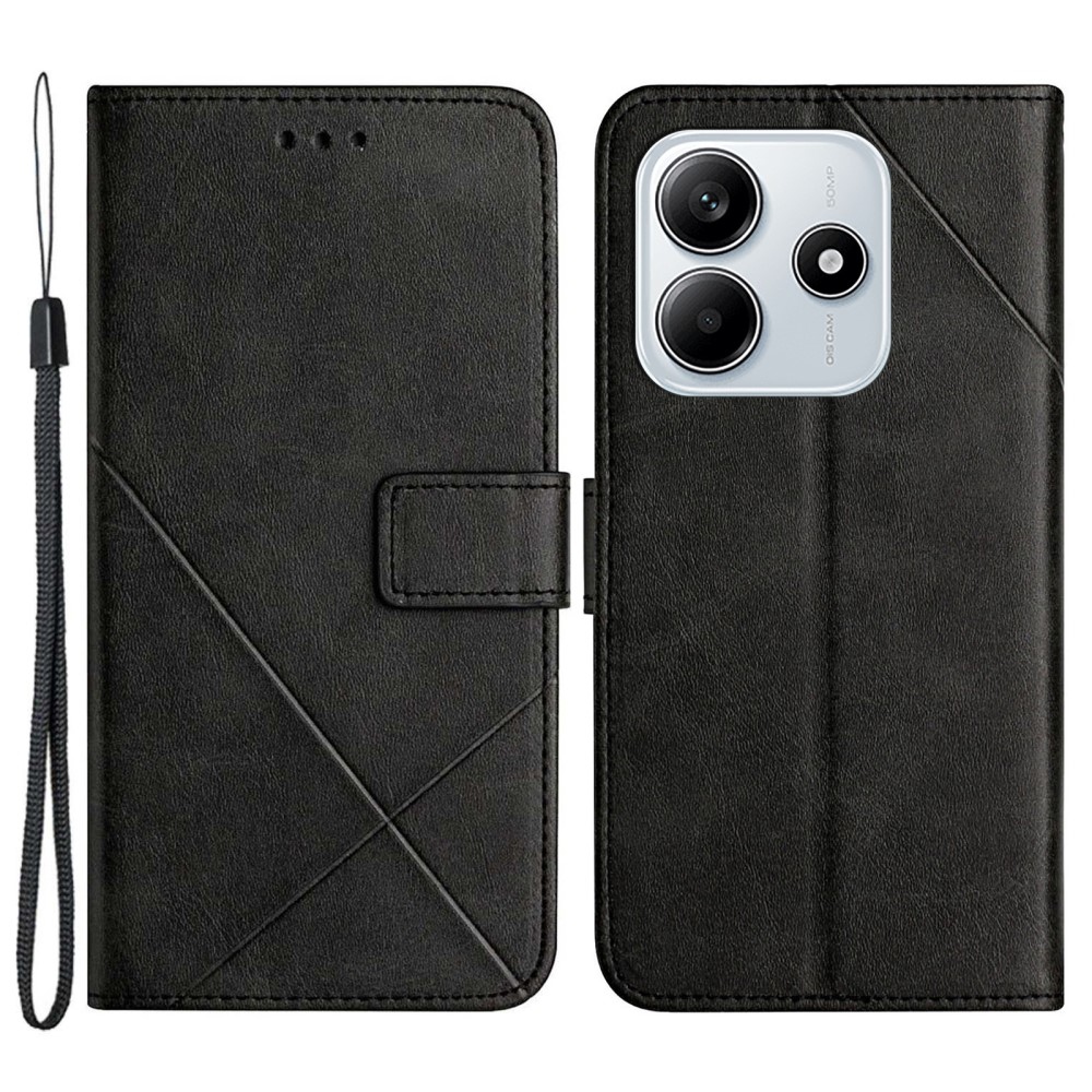 Vonalas könyv tok Xiaomi Redmi Note 14 5G-hez - fekete
