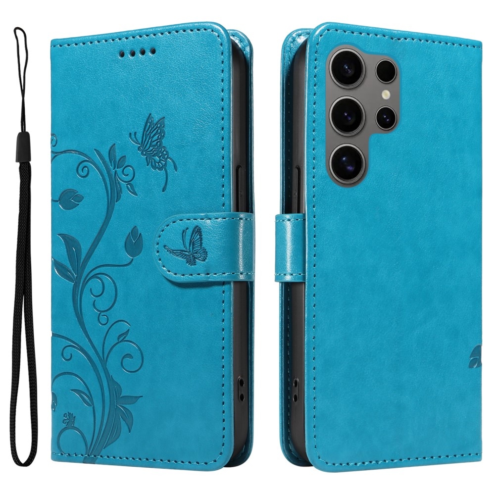 Pillangók könyv tok Samsung Galaxy S25 Ultra készülékhez - kék