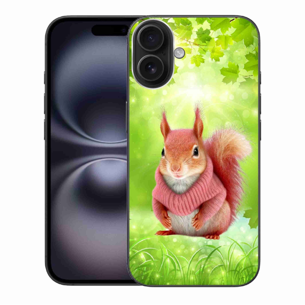 Zselés borítás mmCase iPhone 16 Plus készülékhez - mókus pulóverben