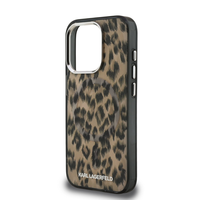 Karl Lagerfeld IML Leopard Leopard MagSafe hátlap iPhone 15 Pro barna színű készülékhez