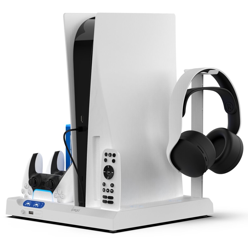 iPega P5S028 All-in-one töltőállvány hűtéssel PS5/PS5 Slim fekete színű PS5/PS5-hez