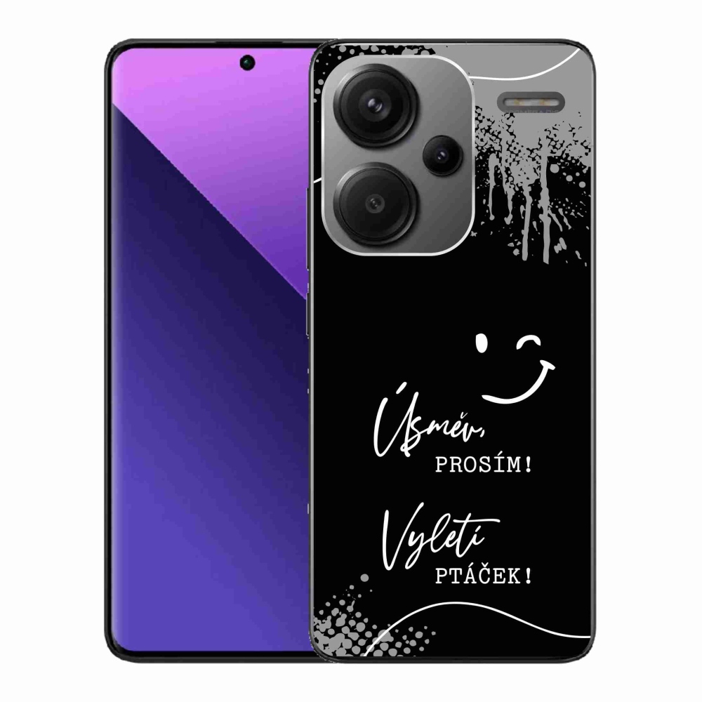 Gél borítás mmCase a Xiaomi Redmi Note 13 Pro+ 5G számára - vicces szöveg 4 fekete háttérrel