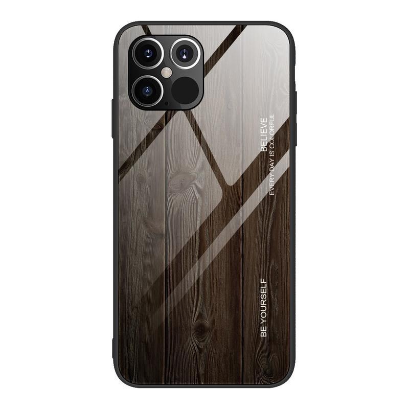 Fa zselés tok tömör hátlappal, fa mintával iPhone 12 Pro Max 6,7
