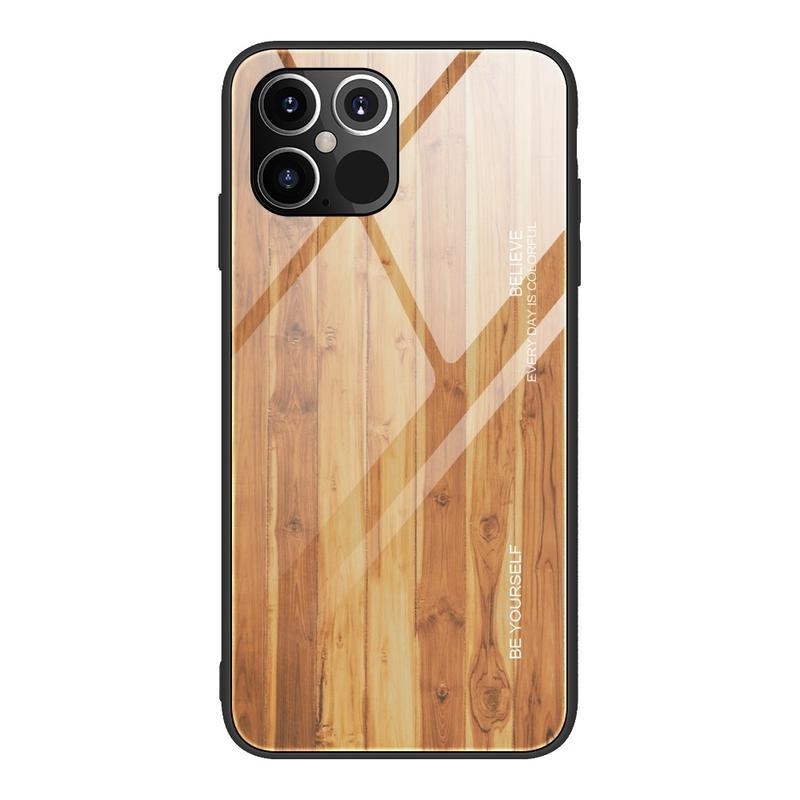 Fa zselés tok tömör hátlappal, fa mintával iPhone 12 Pro Max 6,7