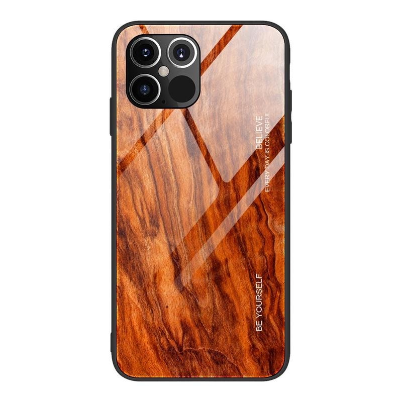 Fa zselés tok tömör hátlappal, fa mintával iPhone 12 Pro Max 6,7