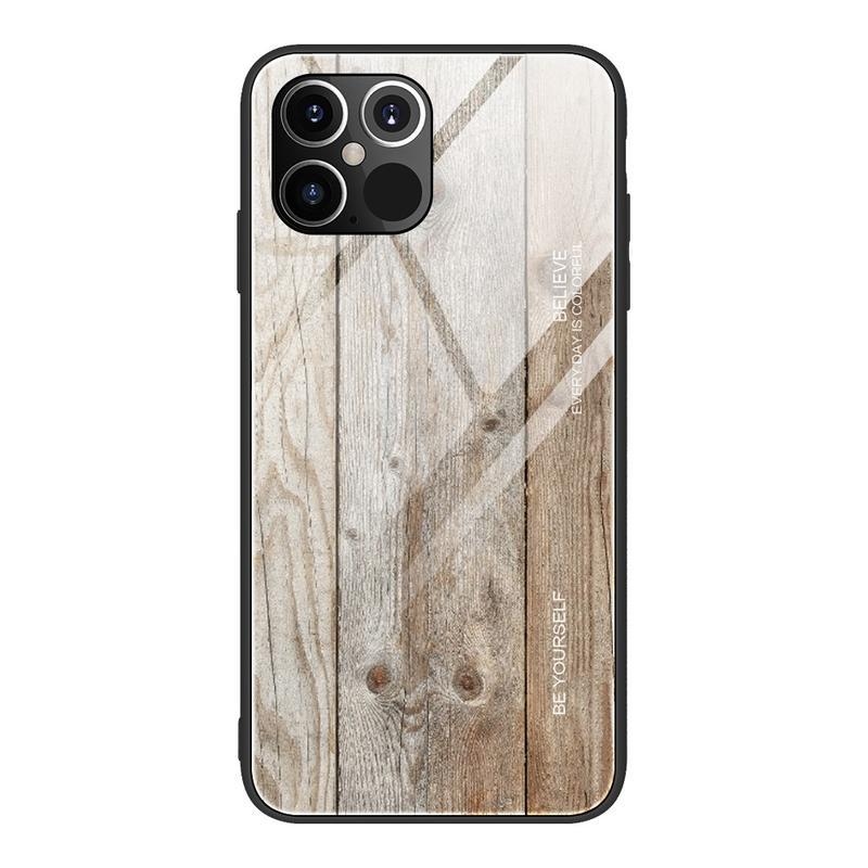 Fa zselés tok tömör hátlappal, fa mintával iPhone 12 Pro Max 6,7