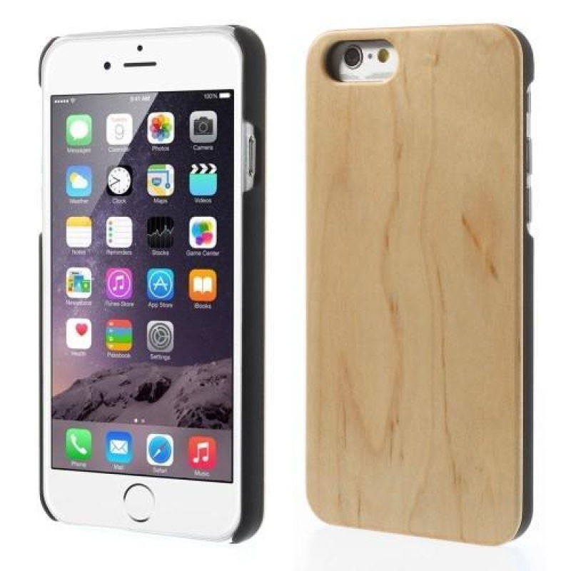 Fa műanyag tok fa hátlappal iPhone 6s Plus és 6 Plus készülékhez - bézs színű